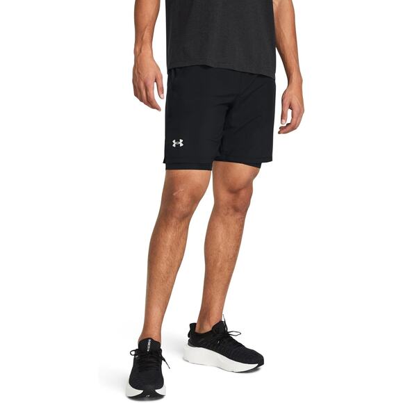 Under Armour Men's 2XL Black Launch 7" 2 in 1 Shorts Running Gym Workout G4-7 - Picture 1 of 11